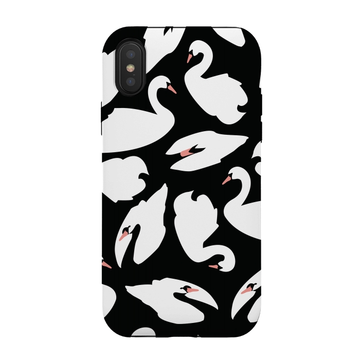 iPhone Xs / X StrongFit White Swans On Black by Jelena Obradovic