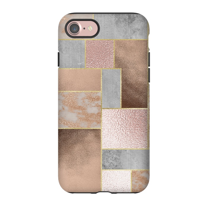 iPhone 7 StrongFit Rose Gold Copper and Concrete Abstract Geometrical Pattern by  Utart