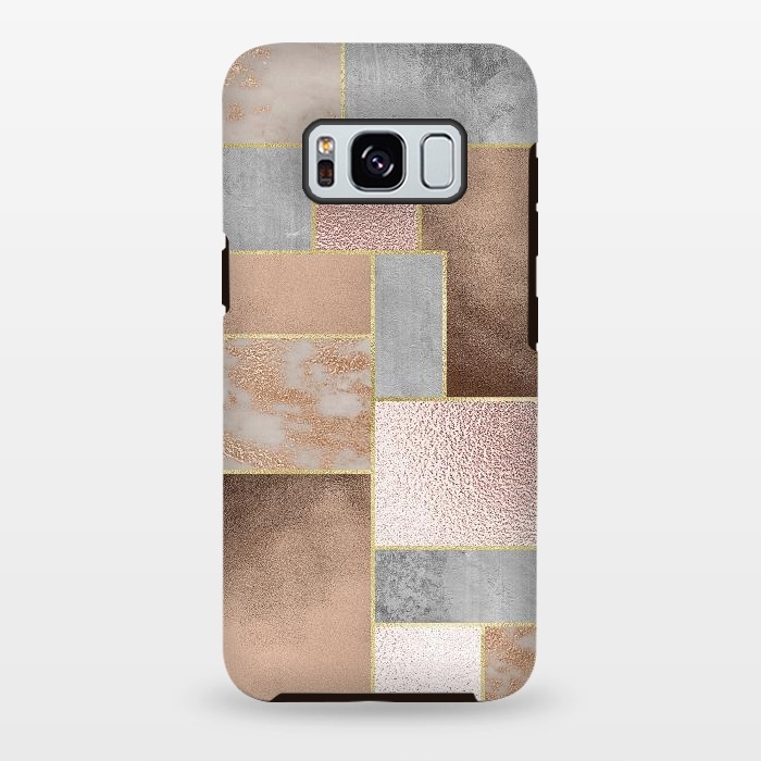 Galaxy S8 plus StrongFit Rose Gold Copper and Concrete Abstract Geometrical Pattern by  Utart