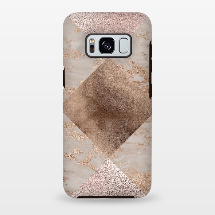 Galaxy S8 plus StrongFit Rose Gold and Marble Quadrangle Pattern by  Utart