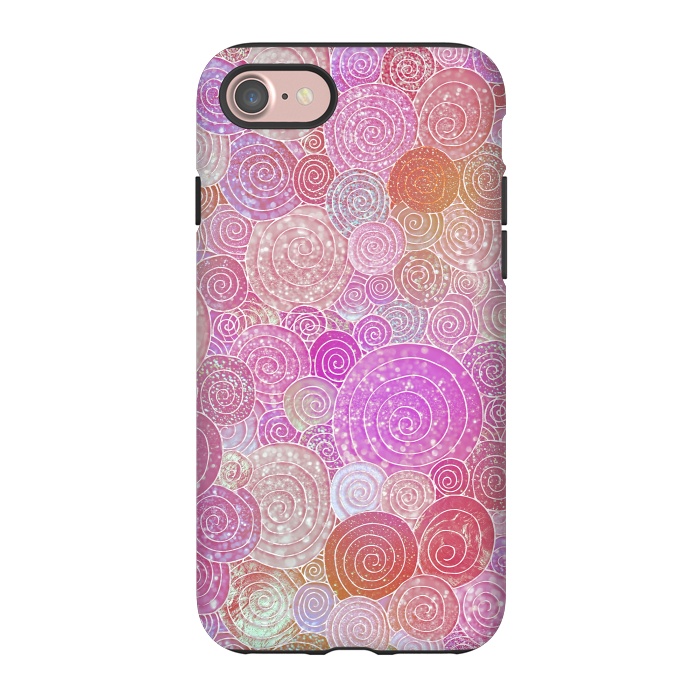 iPhone 7 StrongFit Pink and rose gold circles and dots pattern by  Utart