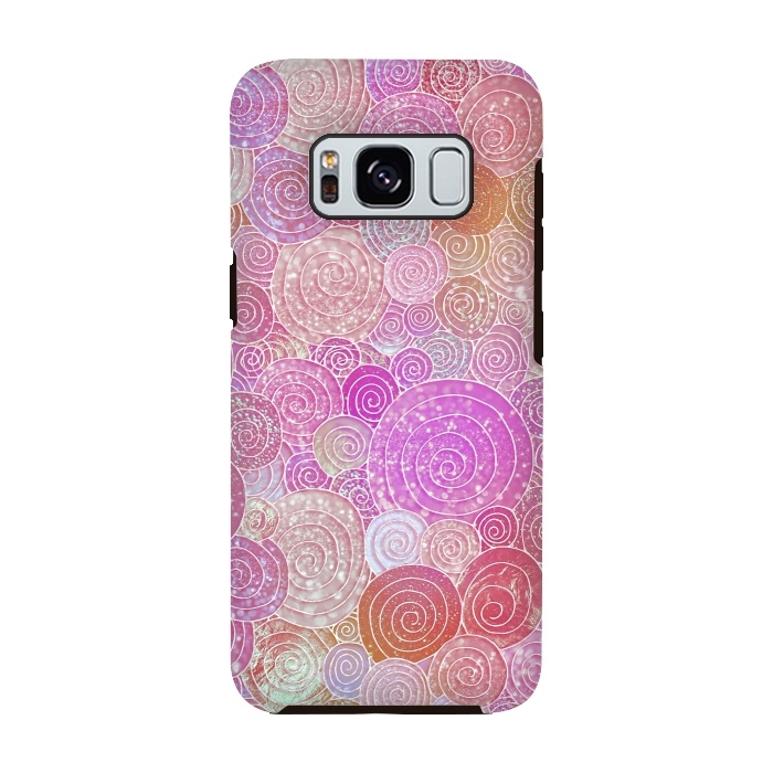 Galaxy S8 StrongFit Pink and rose gold circles and dots pattern by  Utart