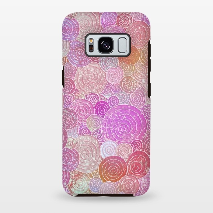 Galaxy S8 plus StrongFit Pink and rose gold circles and dots pattern by  Utart