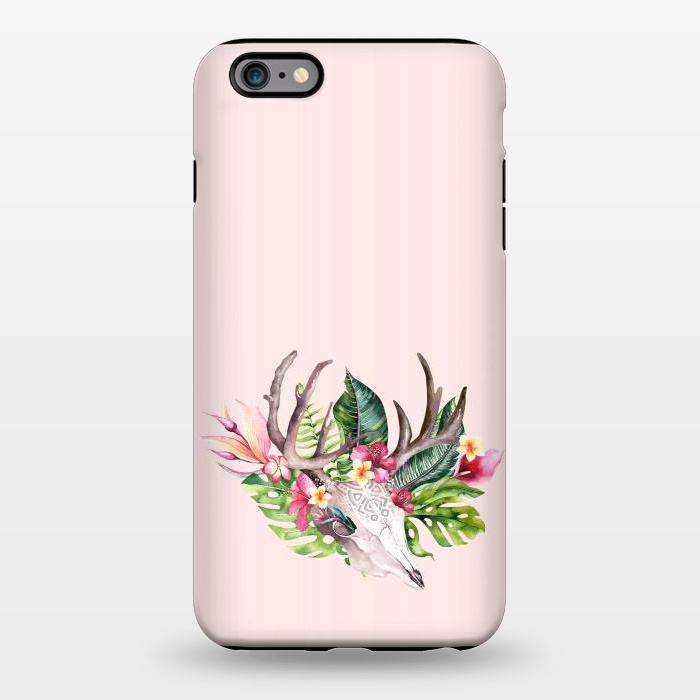iPhone 6/6s plus StrongFit BOHO  Skull with tropical flowers and foliage by  Utart