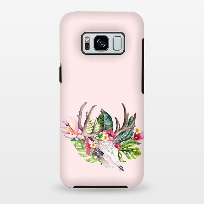 Galaxy S8 plus StrongFit BOHO  Skull with tropical flowers and foliage by  Utart
