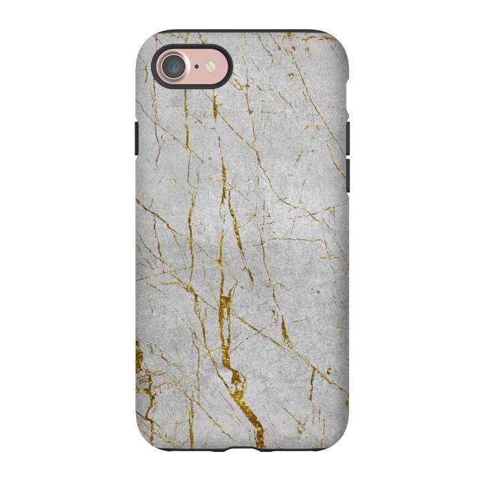 iPhone 7 StrongFit Golden Marble Veins On Concrete 2 by Andrea Haase
