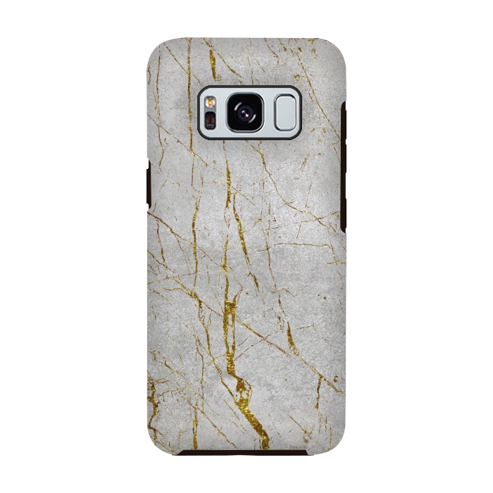 Galaxy S8 StrongFit Golden Marble Veins On Concrete 2 by Andrea Haase