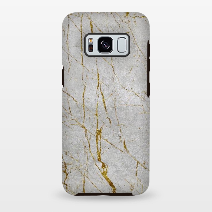Galaxy S8 plus StrongFit Golden Marble Veins On Concrete 2 by Andrea Haase