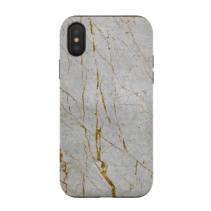 iPhone Xs / X StrongFit Golden Marble Veins On Concrete 2 by Andrea Haase