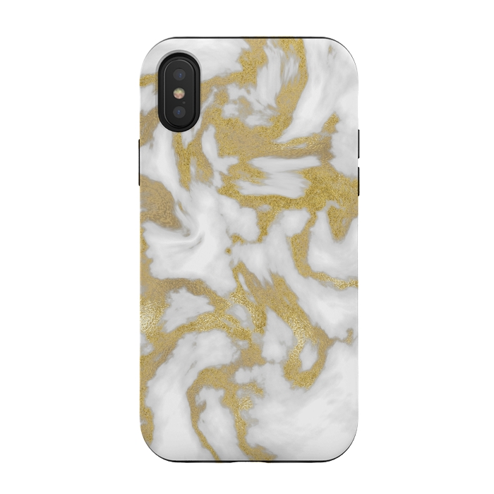 iPhone Xs / X StrongFit White Gold Faux Marble by Andrea Haase