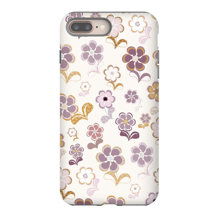iPhone 7 plus StrongFit 60s Flowers in Purple and Mustard by Paula Ohreen