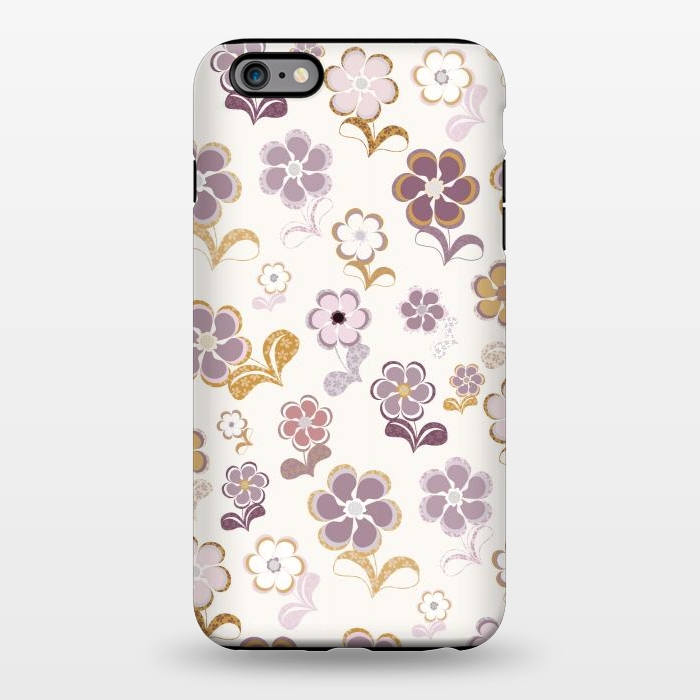 iPhone 6/6s plus StrongFit 60s Flowers in Purple and Mustard by Paula Ohreen