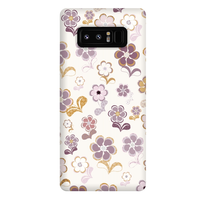 Galaxy Note 8 StrongFit 60s Flowers in Purple and Mustard by Paula Ohreen