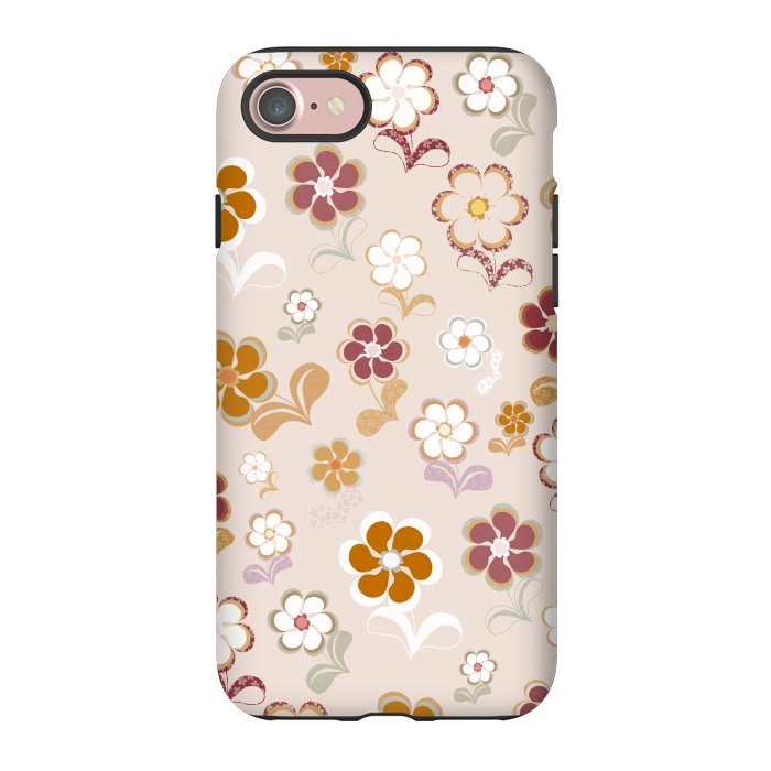 iPhone 7 StrongFit 60s Flowers on Light Pink by Paula Ohreen