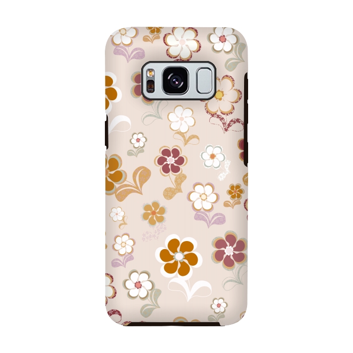 Galaxy S8 StrongFit 60s Flowers on Light Pink by Paula Ohreen