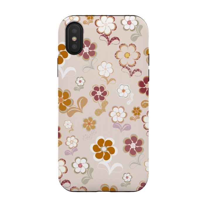 iPhone Xs / X StrongFit 60s Flowers on Light Pink by Paula Ohreen