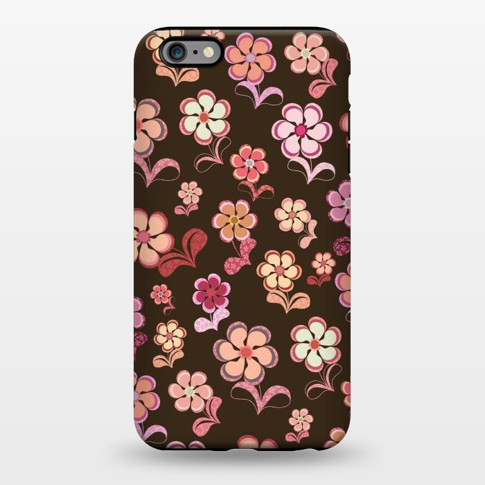 iPhone 6/6s plus StrongFit 60s Flowers on Chocolate Brown by Paula Ohreen