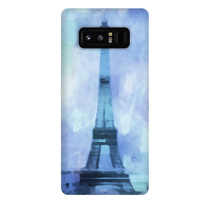 Galaxy Note 8 StrongFit Blue Paris Watercolor  by Andrea Haase
