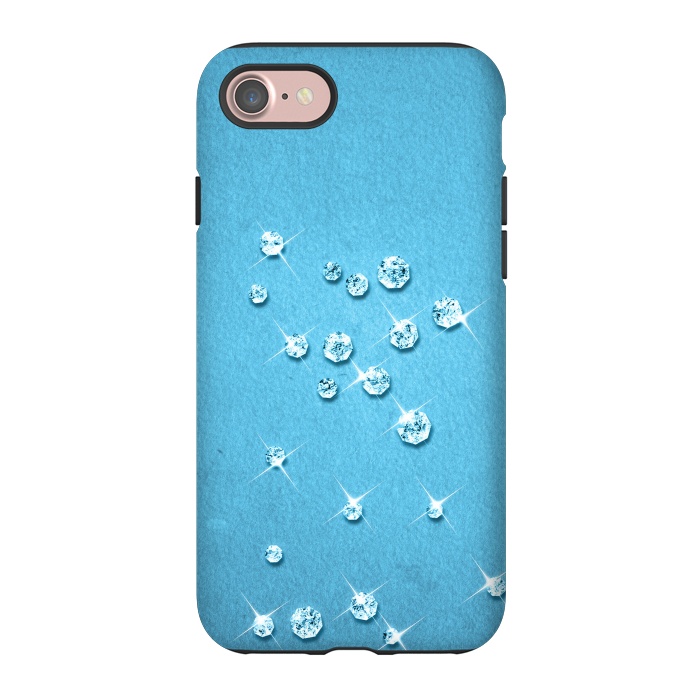 iPhone 7 StrongFit Sparkling Rhinestones on Blue by Andrea Haase