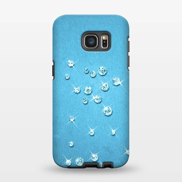Galaxy S7 EDGE StrongFit Sparkling Rhinestones on Blue by Andrea Haase