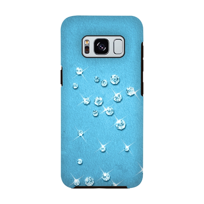 Galaxy S8 StrongFit Sparkling Rhinestones on Blue by Andrea Haase