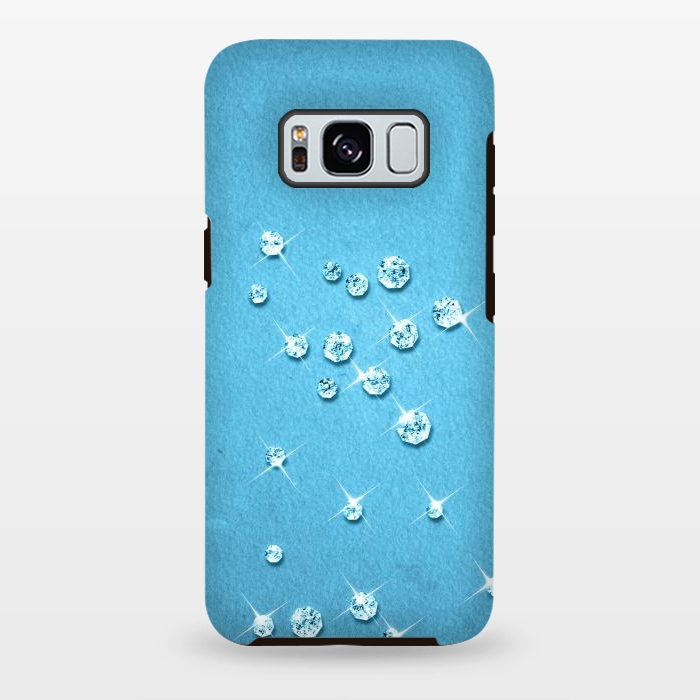 Galaxy S8 plus StrongFit Sparkling Rhinestones on Blue by Andrea Haase