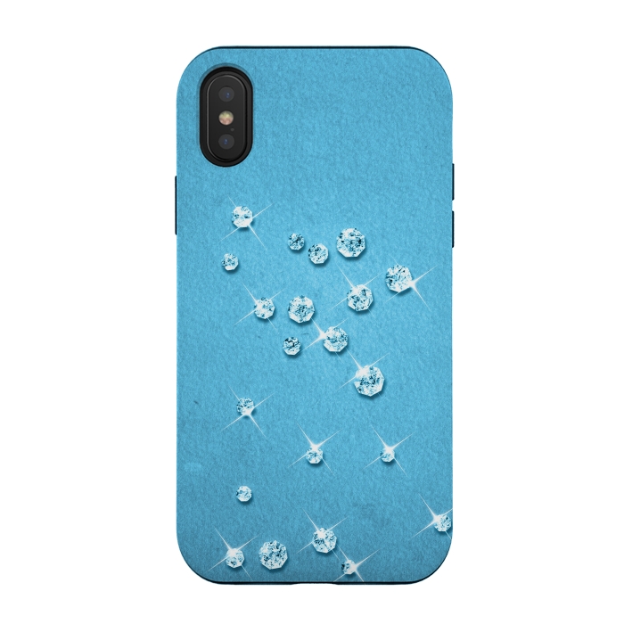 iPhone Xs / X StrongFit Sparkling Rhinestones on Blue by Andrea Haase