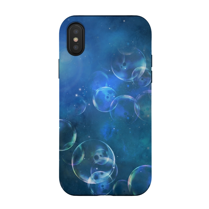 iPhone Xs / X StrongFit Surreal Blue Bubbles by Andrea Haase