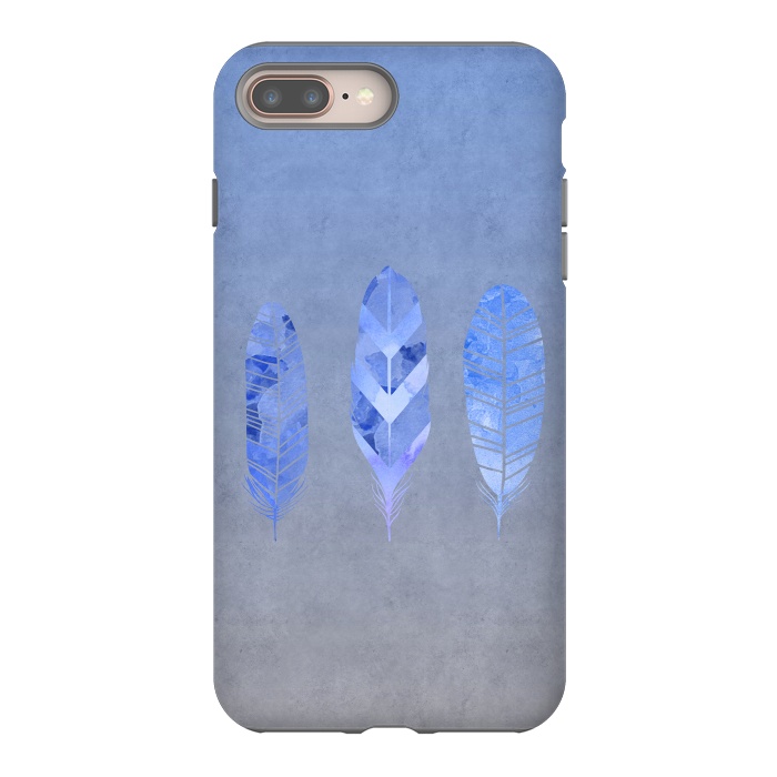 iPhone 7 plus StrongFit Blue Watercolor Feathers by Andrea Haase