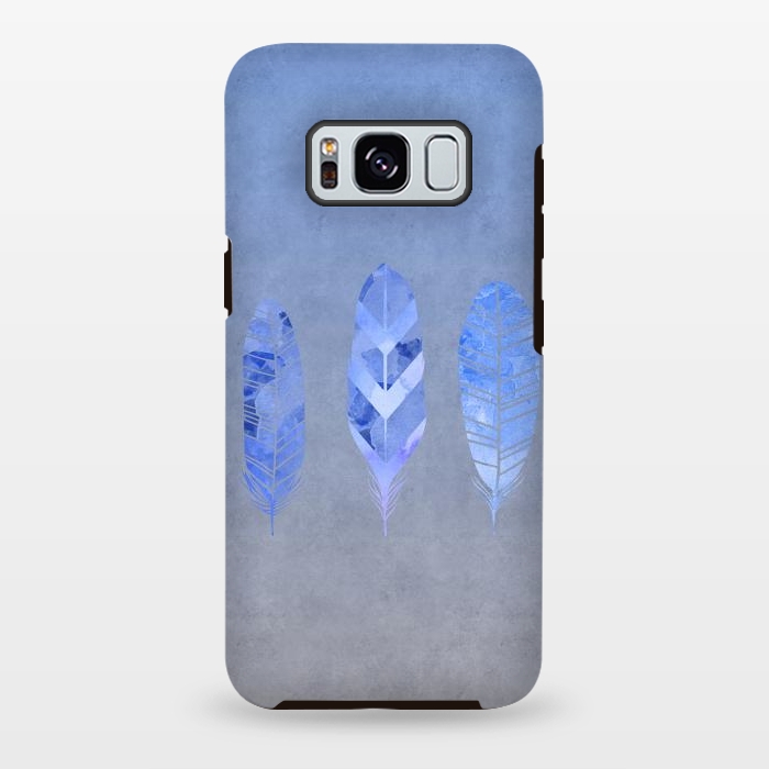 Galaxy S8 plus StrongFit Blue Watercolor Feathers by Andrea Haase