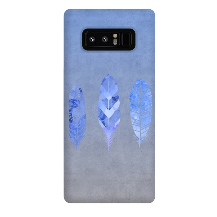 Galaxy Note 8 StrongFit Blue Watercolor Feathers by Andrea Haase
