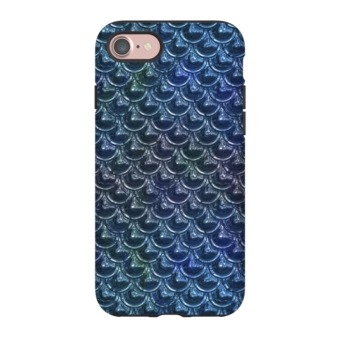 iPhone 7 StrongFit Shimmering Blue Metallic Scales by Andrea Haase