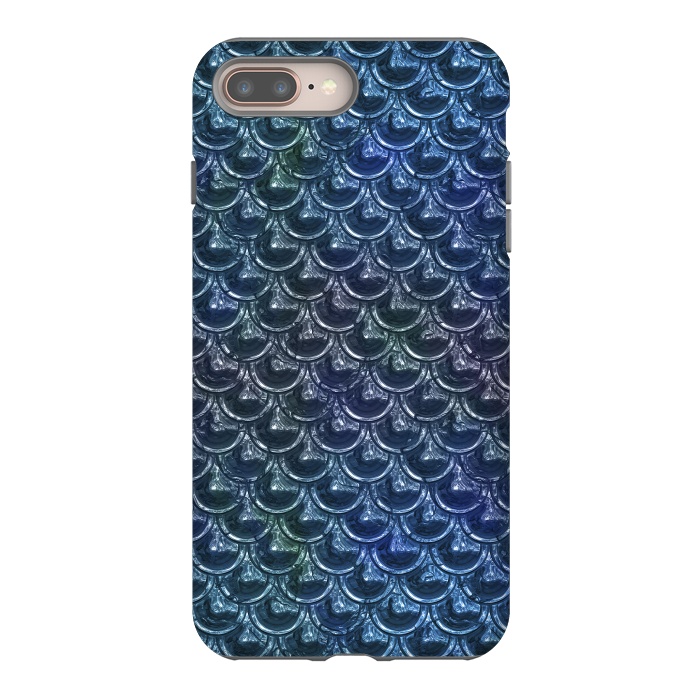 iPhone 7 plus StrongFit Shimmering Blue Metallic Scales by Andrea Haase