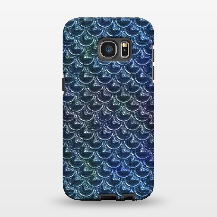 Galaxy S7 EDGE StrongFit Shimmering Blue Metallic Scales by Andrea Haase