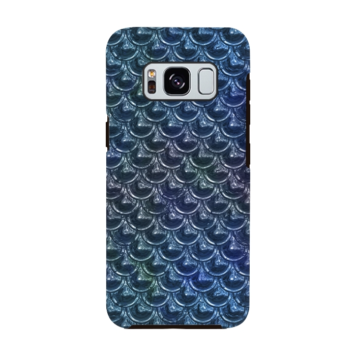 Galaxy S8 StrongFit Shimmering Blue Metallic Scales by Andrea Haase