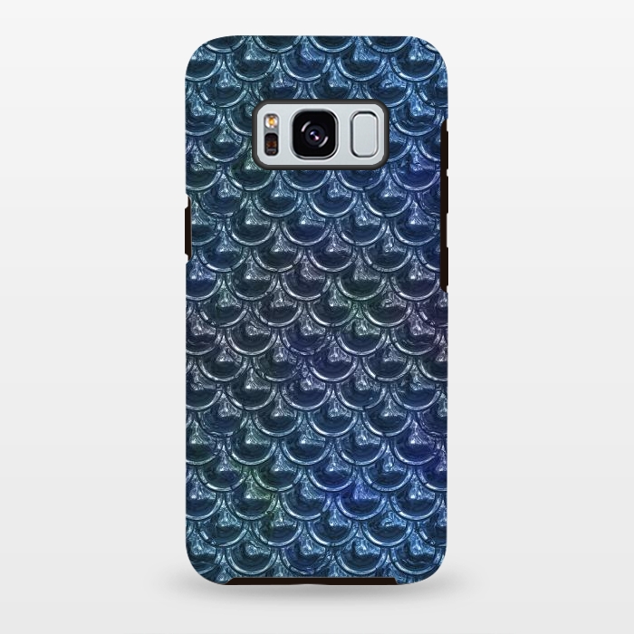 Galaxy S8 plus StrongFit Shimmering Blue Metallic Scales by Andrea Haase