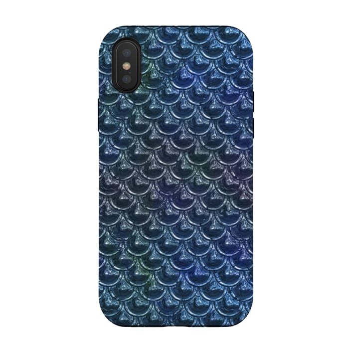 iPhone Xs / X StrongFit Shimmering Blue Metallic Scales by Andrea Haase