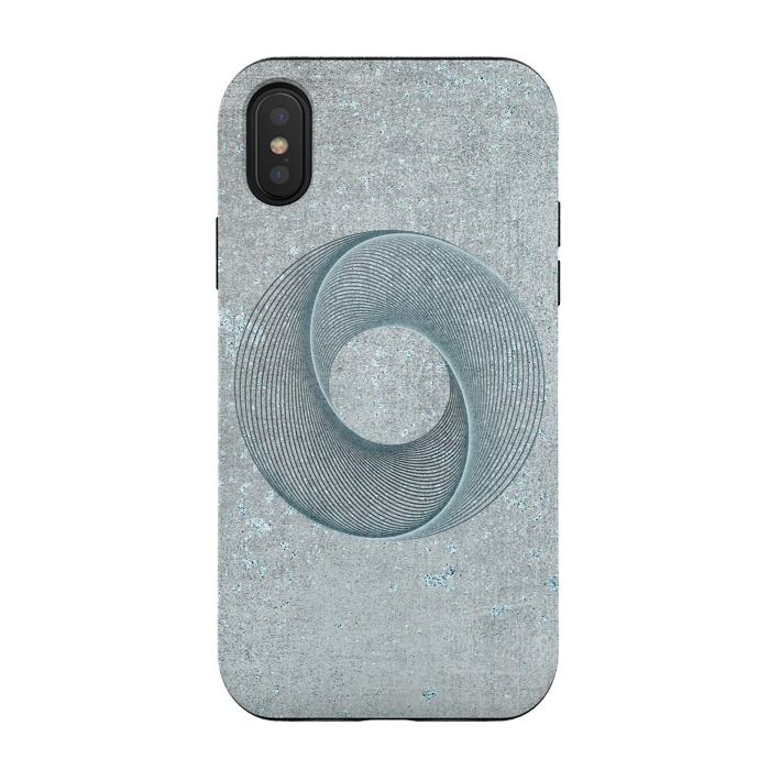 iPhone Xs / X StrongFit Teal Line Art Circle  by Andrea Haase
