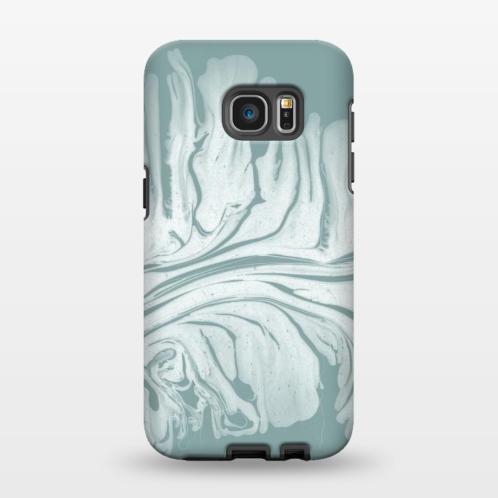 Galaxy S7 EDGE StrongFit Teal Liquid Paint by Andrea Haase