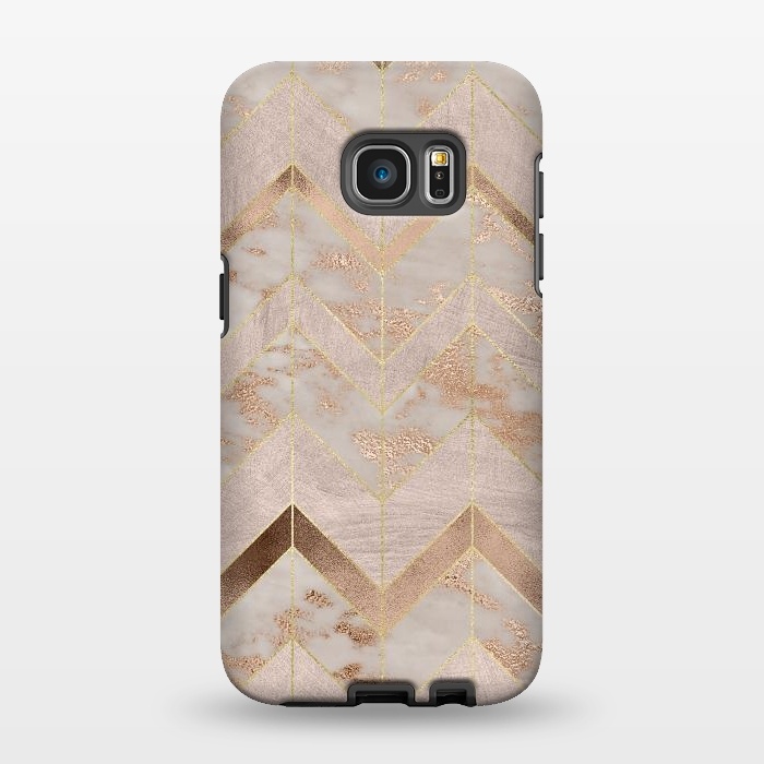 Galaxy S7 EDGE StrongFit Marble Rosegold Chevron by  Utart
