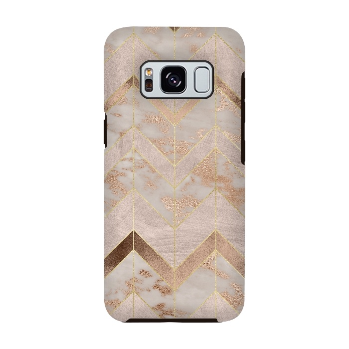 Galaxy S8 StrongFit Marble Rosegold Chevron by  Utart