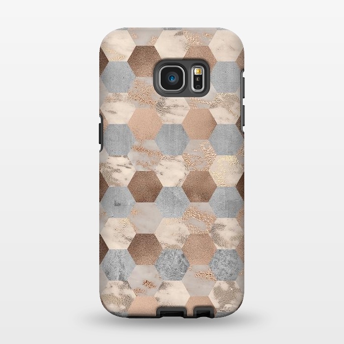 Galaxy S7 EDGE StrongFit Marble Rose Gold Honeycomb Pattern by  Utart