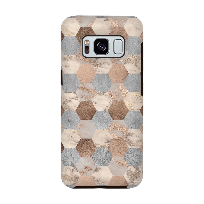 Galaxy S8 StrongFit Marble Rose Gold Honeycomb Pattern by  Utart
