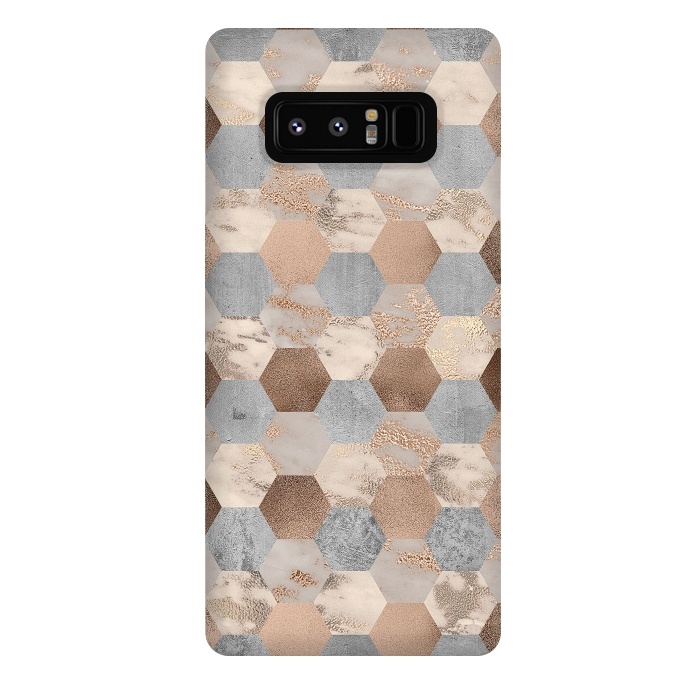Galaxy Note 8 StrongFit Marble Rose Gold Honeycomb Pattern by  Utart