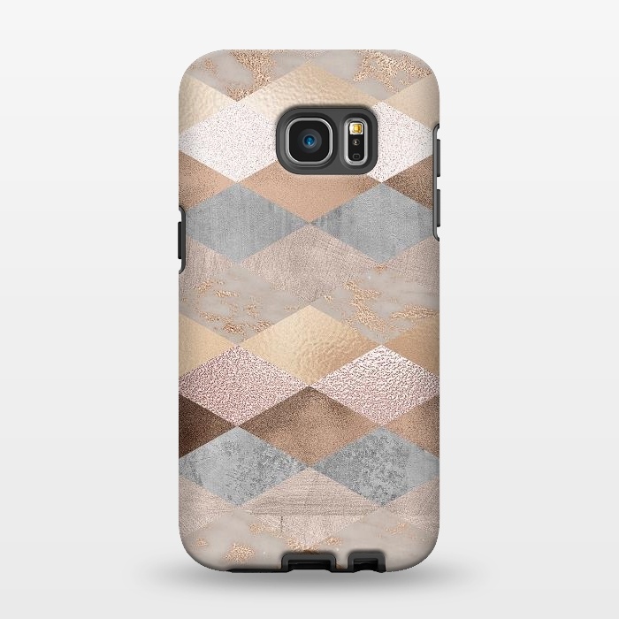 Galaxy S7 EDGE StrongFit Marble Rose Gold Argyle by  Utart