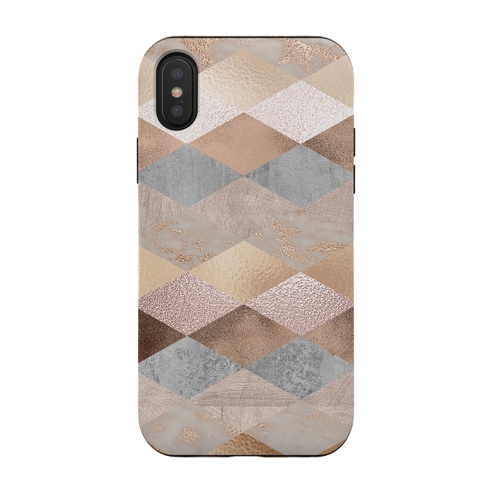 iPhone Xs / X StrongFit Marble Rose Gold Argyle by  Utart