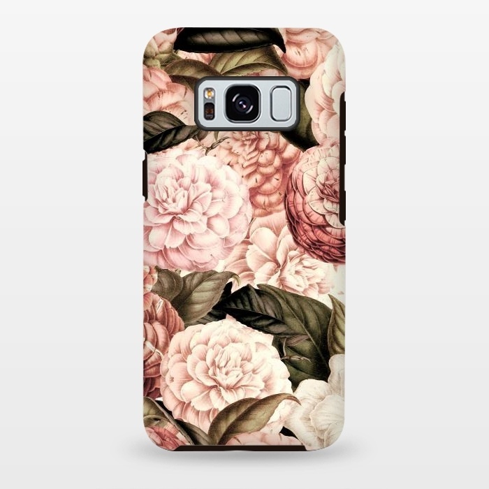 Galaxy S8 plus StrongFit Pink Vintage Camelia Pattern by  Utart
