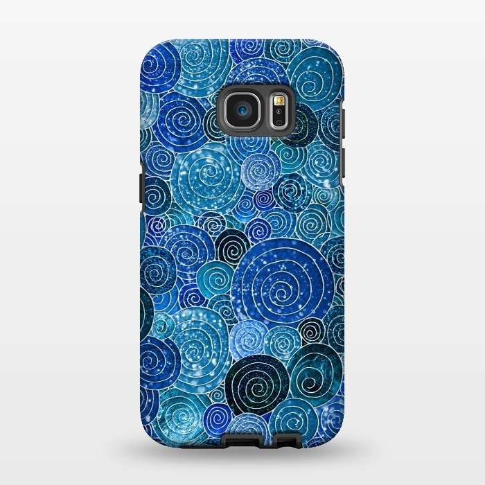 Galaxy S7 EDGE StrongFit Blue Glitter Circles Dance by  Utart