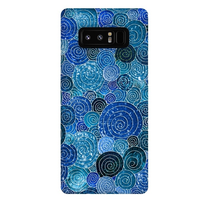 Galaxy Note 8 StrongFit Blue Glitter Circles Dance by  Utart