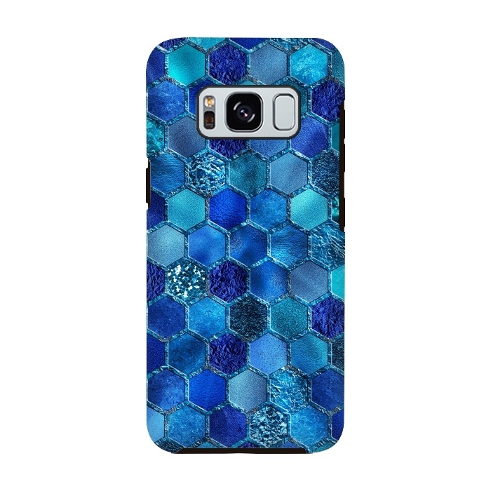 Galaxy S8 StrongFit Blue HOneycomb Glitter Pattern by  Utart